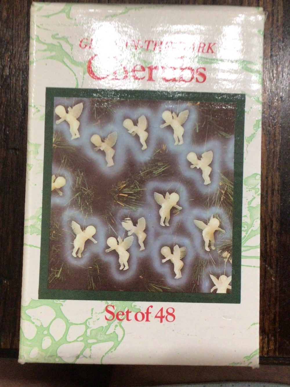 Glow in the dark Cherubs Christmas ornaments set a 48 new in box
